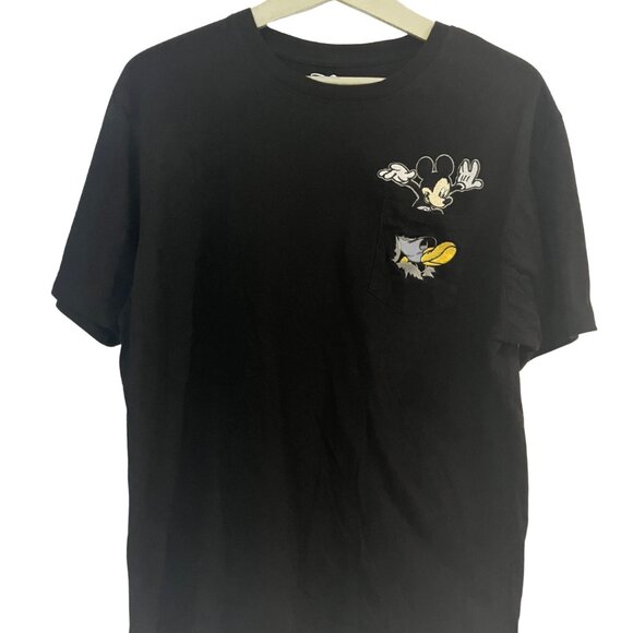 Disney Mickey Mouse Embroidered Pocket Tee | Classic Black T-Shirt (L) - Picture 1 of 11